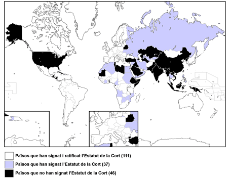 Mapa de païssos que formen part de la Cort Penal Internacional